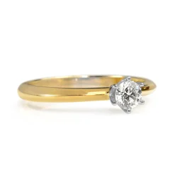 9ct Yellow and White Gold Diamond Solitaire Ring