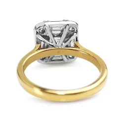 18ct Yellow and White Gold Asscher and Baguette Diamond Ring