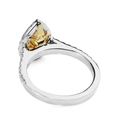 18ct Yellow and White Gold Fancy Yellow Pear Diamond Halo Ring
