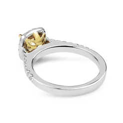 18ct Yellow and White Gold Cushion Yellow Diamond Halo Ring