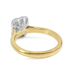 18ct Yellow and White Gold Emerald Cut Halo Diamond Ring