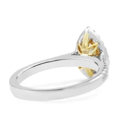 18ct Yellow and White Gold Yellow Pear Halo Ring