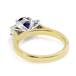 18ct Yellow and White Gold Oval Sapphire and Diamond 3 Stone Ring