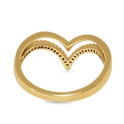 9ct Yellow and White Gold V Shaped Diamond Ring