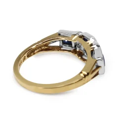 9ct Yellow and White Gold Sapphire and Diamond 3 Stone Ring
