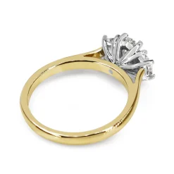 18ct Yellow and White Gold 3 Stone Oval and Cadillac Cut Diamond Ring