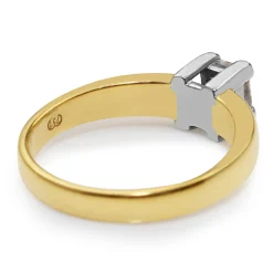 18ct Yellow and White Gold Princess Cut Diamond Solitaire