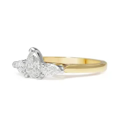 18ct Yellow and White Gold Pear Shape 3 Stone Diamond Ring