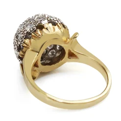 14ct Yellow and White Gold Single Cut Diamond Estate Cocktail Ring