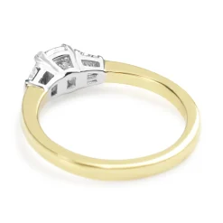 18ct Yellow and White Gold Cushion and Cadillac 3 Stone Diamond Ring
