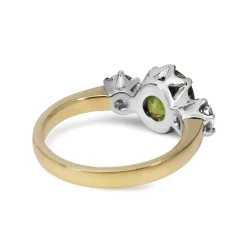 18ct Yellow and White Gold Vintage Style 3 Stone Yellow / Parti Sapphire and Diamond Ring