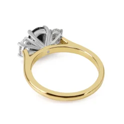 18ct Yellow and White Gold Oval Sapphire and Diamond 3 Stone Ring