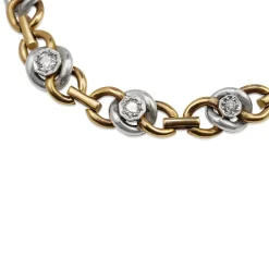 18ct Yellow and White Gold Antique French Bracelet with Old Cut Diamonds