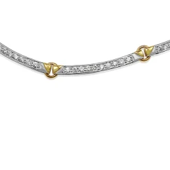 18ct Yellow and White Gold Black and White Diamond Snake Style Necklace