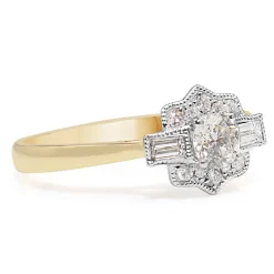 18ct Yellow and White Gold Art Deco Style Diamond Ring
