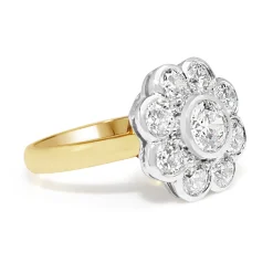 18ct Yellow and White Gold Daisy Diamond Ring
