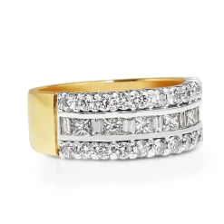 18ct Yellow and White Gold Wide Diamond Ring