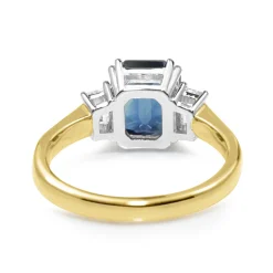 18ct Yellow and White Gold Sapphire and Diamond 3 Stone Ring