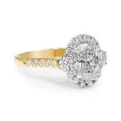 18ct Yellow and White Gold Oval Halo Diamond Ring