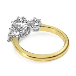 18ct Yellow and White Gold Victorian Style Old Cut Diamond 3 Stone Ring