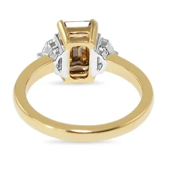 18ct Yellow and White Gold Champagne and Cadi Cut 3 Stone Diamond Ring