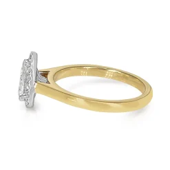 18ct Yellow and White Gold Pear Shaped Diamond Halo Ring