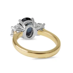 18ct Yellow and White Gold Sapphire and Diamond 3 Stone Ring