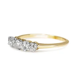 18ct Yellow and White Gold Antique Old Cut 5 Stone Diamond Ring