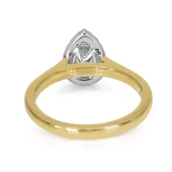 18ct Yellow and White Gold Pear Shaped Diamond Halo Ring
