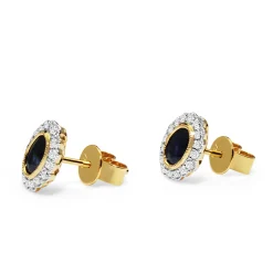 18ct Yellow and White Gold Sapphire and Diamond Earrings
