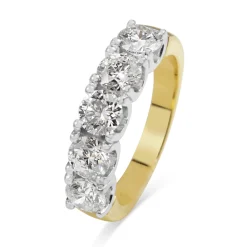 18ct Yellow and White Gold 2.10ct 5 Stone Diamond Ring