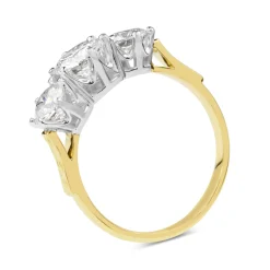 18ct Yellow and White Gold Antique Style 3 Stone Diamond Ring