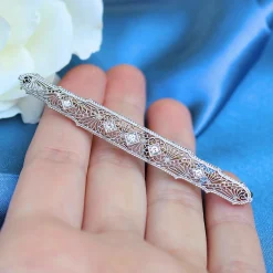 14ct Yellow and White Gold Filigree Art Deco Old Cut Diamond Brooch