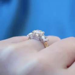 18ct Yellow and White Gold Victorian Style Old Cut Diamond 3 Stone Ring