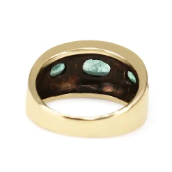 9ct Yellow Gold 3 Stone Emerald Vintage Style Ring