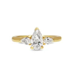 18ct Yellow Gold 3 Stone Pear Diamond Ring