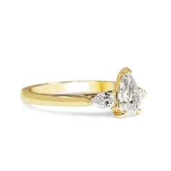 18ct Yellow Gold 3 Stone Pear Diamond Ring