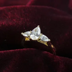 18ct Yellow Gold 3 Stone Pear Diamond Ring