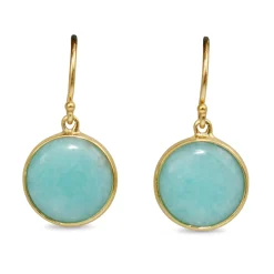 9ct Yellow Gold Amazonite Earrings