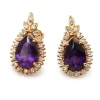 14ct Yellow Gold Amethyst and Diamond Stud Earrings