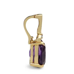 14ct Yellow Gold Amethyst and Diamond Pendant / Enhancer
