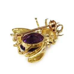 14ct Yellow Gold Amethyst Bee / Insect Brooch