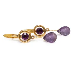 14ct Yellow Gold Amethyst Drop Earrings
