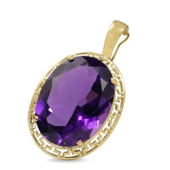 14ct Yellow Gold Amethyst Filigree Pendant / Enhancer