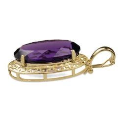 14ct Yellow Gold Amethyst Filigree Pendant / Enhancer