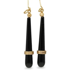 18ct Yellow Gold and Onyx Drop Earrings