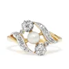 18ct Yellow Gold and Platinum Antique Pearl and Old Cut Diamond Ring