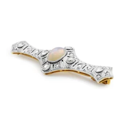 18ct Yellow Gold and Platinum Art Deco Opal and Diamond Brooch