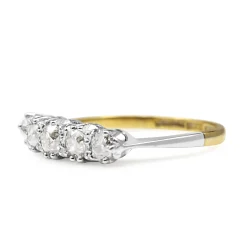 18ct Yellow Gold and Platinum Antique Old Cut Diamond 5 Stone Ring