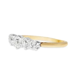 18ct Yellow Gold and Platinum Antique Old Cut Diamond 5 Stone Ring